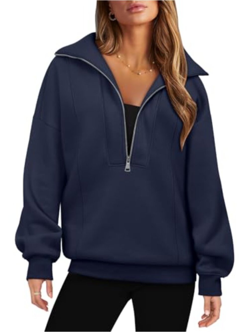 Half Zip Pullover Sweatshirt Loose Fit Oversized Hoodie Long Sleeve Pocket